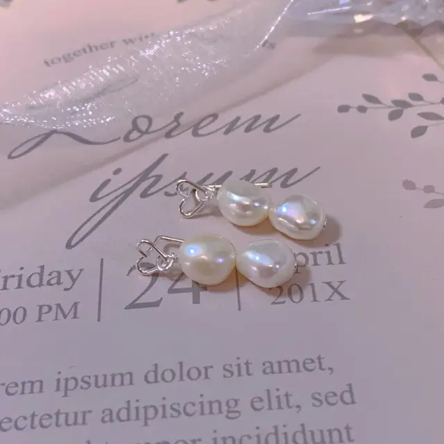 Two Baroque Pearl Earrings S925 Silver Women