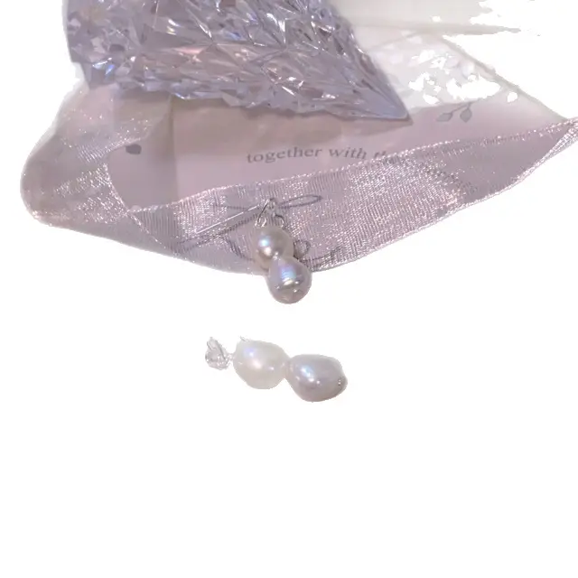 Two Baroque Pearl Earrings S925 Silver Women