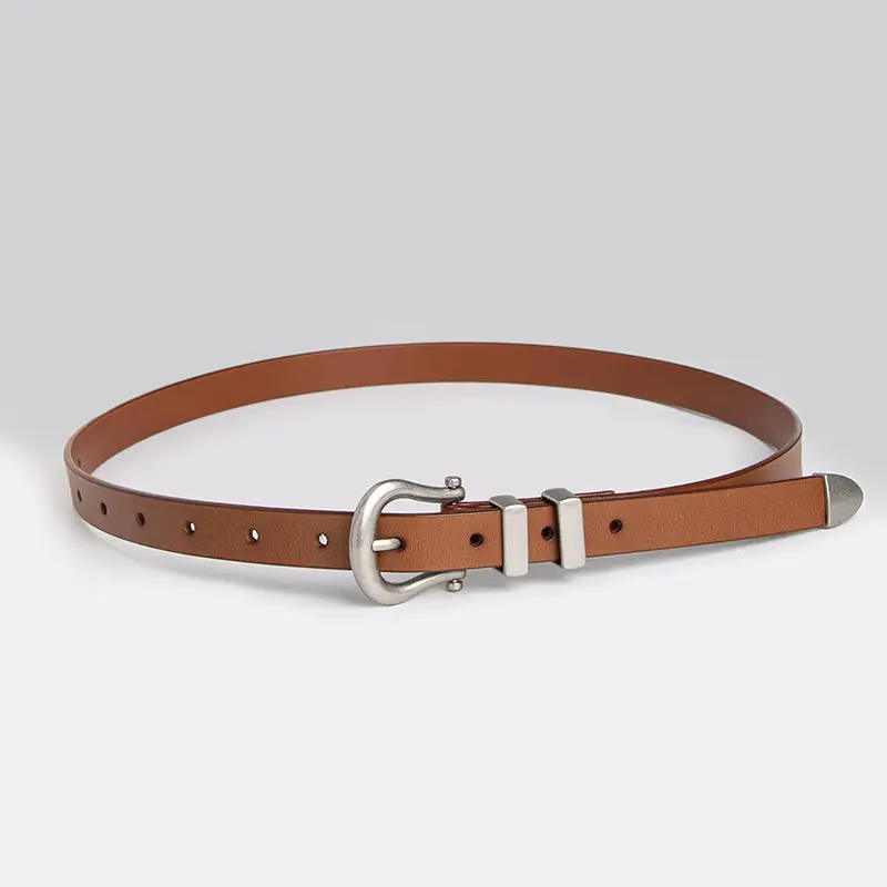 New Women's Black Leather Belt with Horseshoe Buckle — feature 10