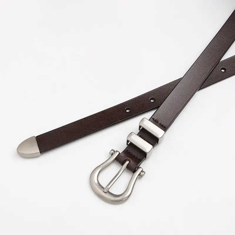 New Women's Black Leather Belt with Horseshoe Buckle — feature 13
