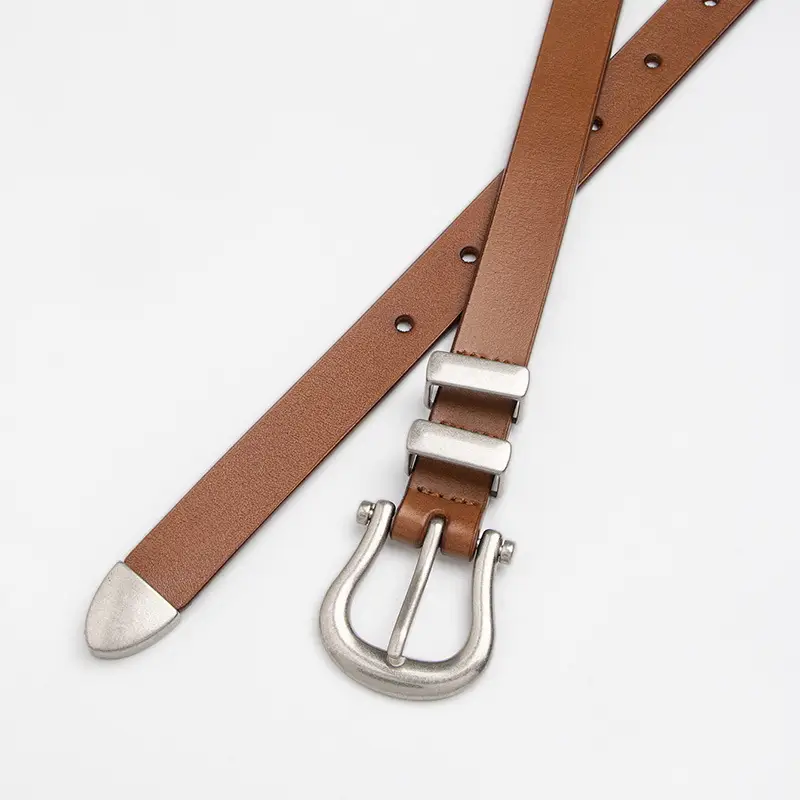 New Women's Black Leather Belt with Horseshoe Buckle — feature 7