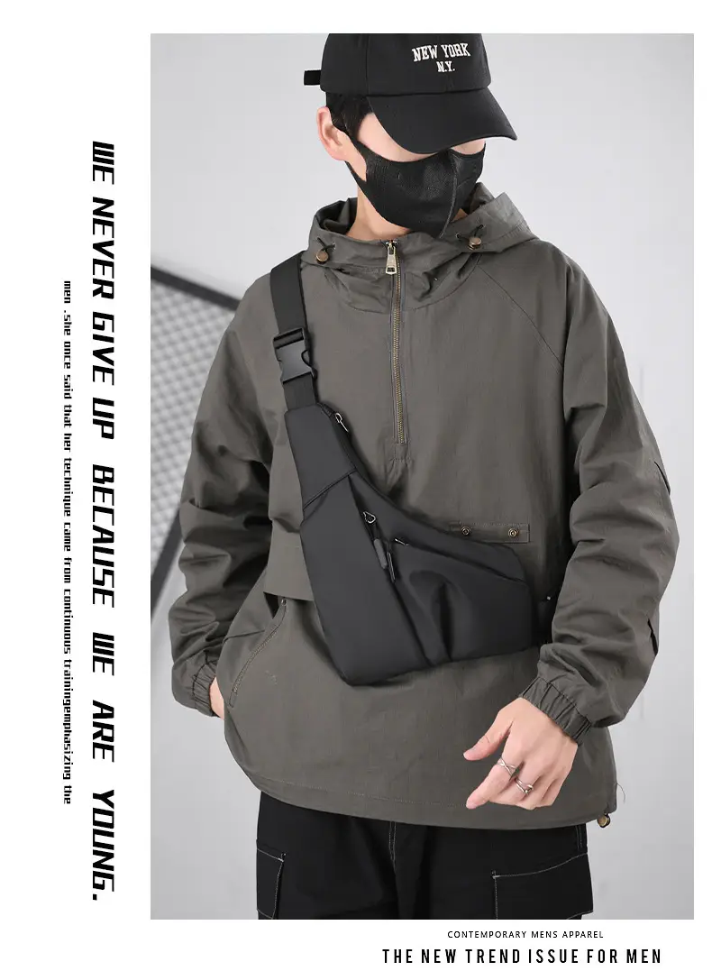 New Men's Black Crossbody Shoulder Bag Lightweight Casual — feature 15