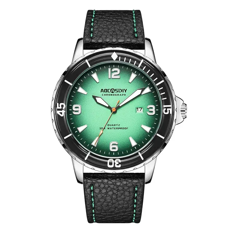 AOCASDIY Men's Quartz Watch Silver Dial Waterproof Large Dial