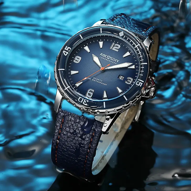 AOCASDIY Men's Quartz Watch Silver Dial Waterproof Large Dial — feature 13