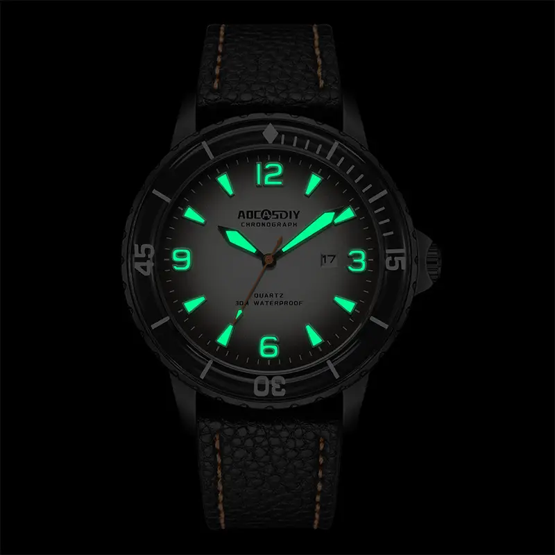 AOCASDIY Men's Quartz Watch Silver Dial Waterproof Large Dial — feature 14