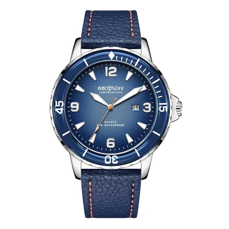 AOCASDIY Men's Quartz Watch Silver Dial Waterproof Large Dial