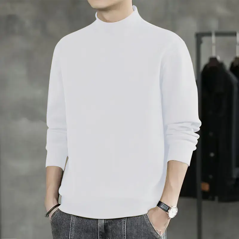 velvet semi-high collar white