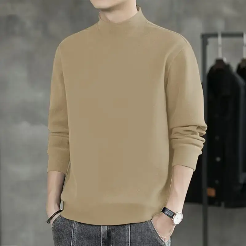 Velvet Mock Neck khaki