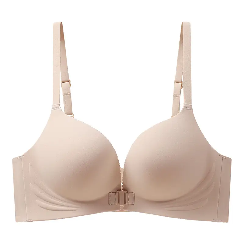 Non-magnetic wireless technology soft support plus front button underwear suit Q elastic soft cup breathable bra for women