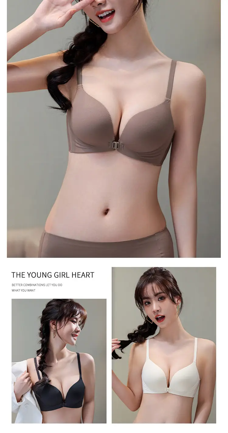 Non-magnetic wireless technology soft support plus front button underwear suit Q elastic soft cup breathable bra for women — feature 20