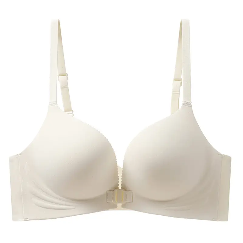 Non-magnetic wireless technology soft support plus front button underwear suit Q elastic soft cup breathable bra for women