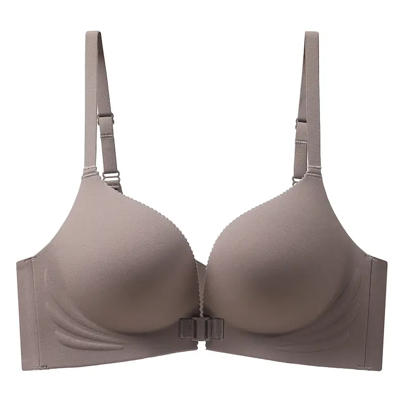 Non-magnetic wireless technology soft support plus front button underwear suit Q elastic soft cup breathable bra for women