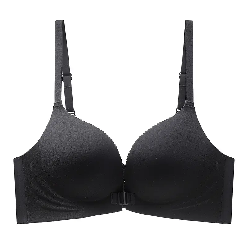Non-magnetic wireless technology soft support plus front button underwear suit Q elastic soft cup breathable bra for women