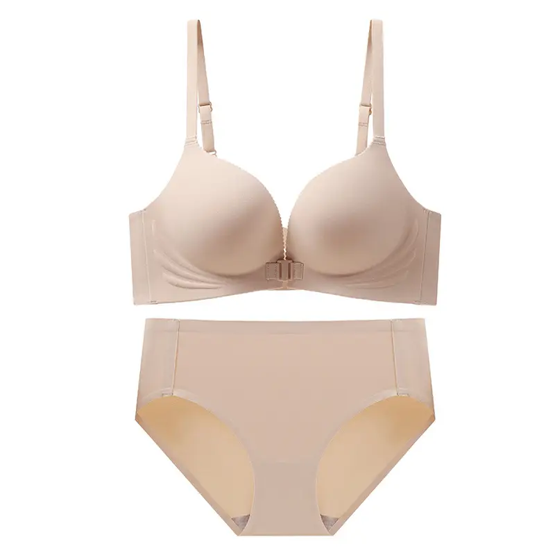 Non-magnetic wireless technology soft support plus front button underwear suit Q elastic soft cup breathable bra for women