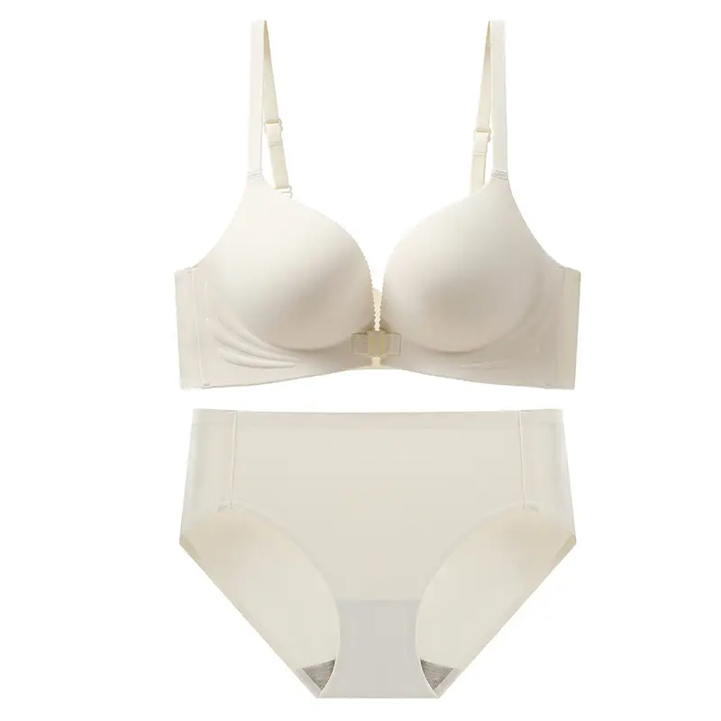 Non-magnetic wireless technology soft support plus front button underwear suit Q elastic soft cup breathable bra for women