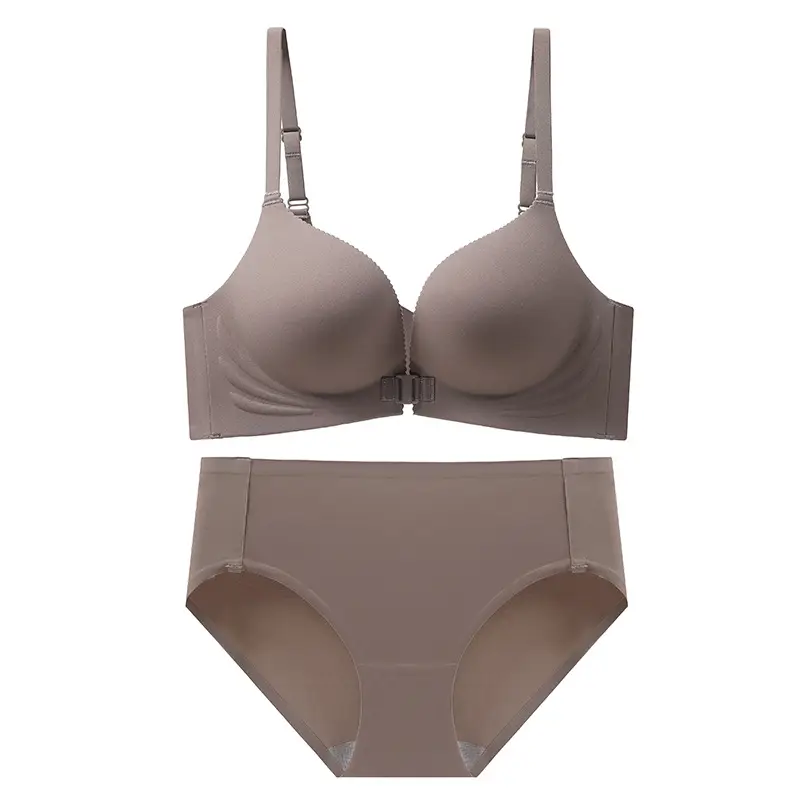 Non-magnetic wireless technology soft support plus front button underwear suit Q elastic soft cup breathable bra for women