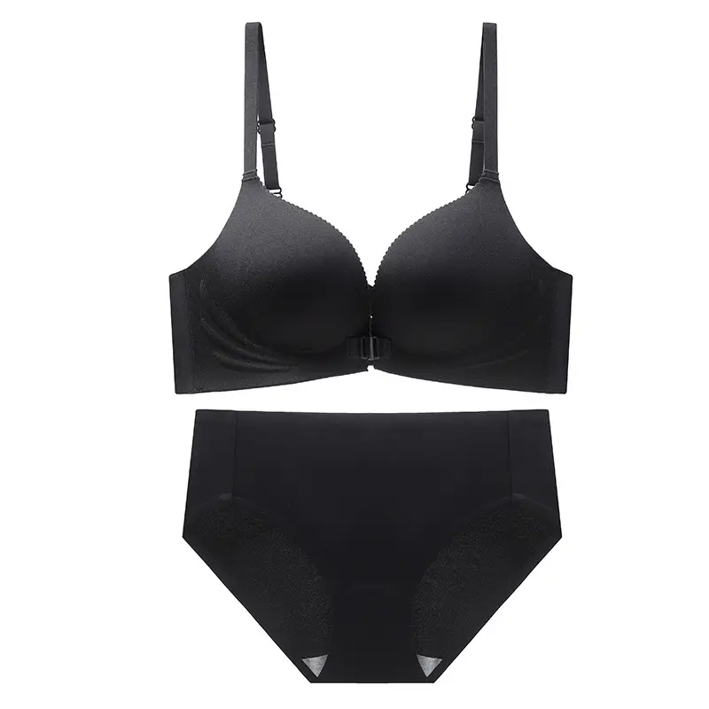 Non-magnetic wireless technology soft support plus front button underwear suit Q elastic soft cup breathable bra for women