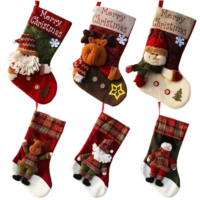Christmas Stocking with Santa Snowman Design - Image 8