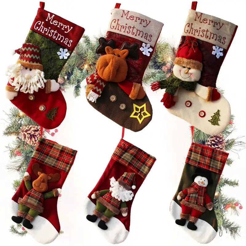 Christmas Stocking with Santa Snowman Design - Image 9