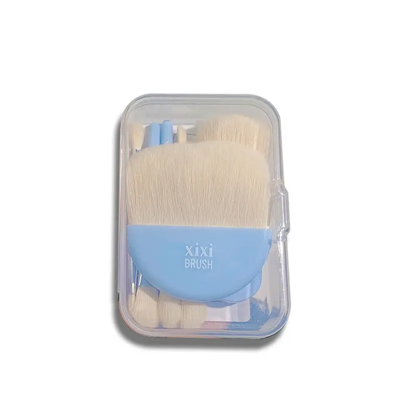 Mini Makeup Brush Set 6pcs Blue Beginner Soft Animal Hair - Image 7