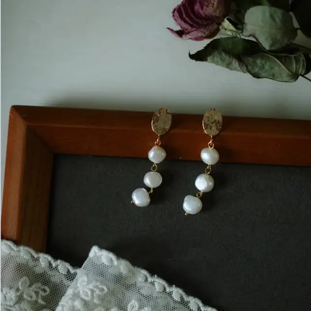 14k Gold Pearl Earrings for Women