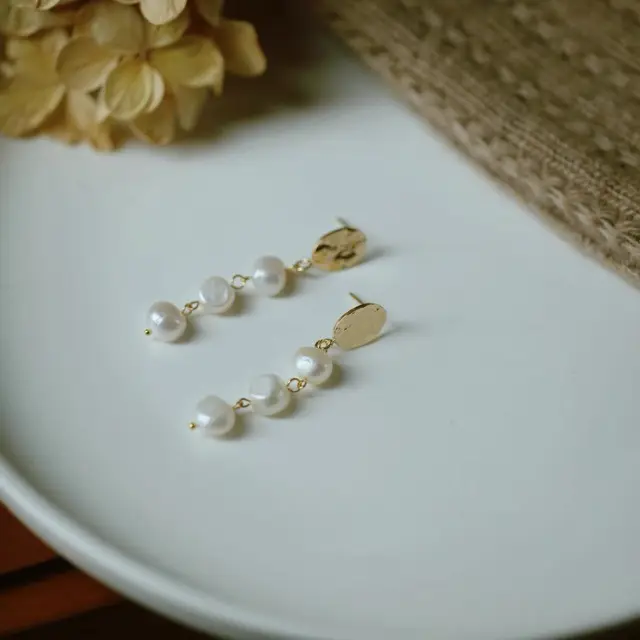 14k Gold Pearl Earrings for Women