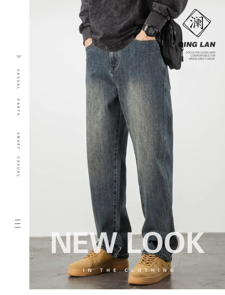 Men's Dark Blue Slim Fit Jeans Casual Wear — feature 1