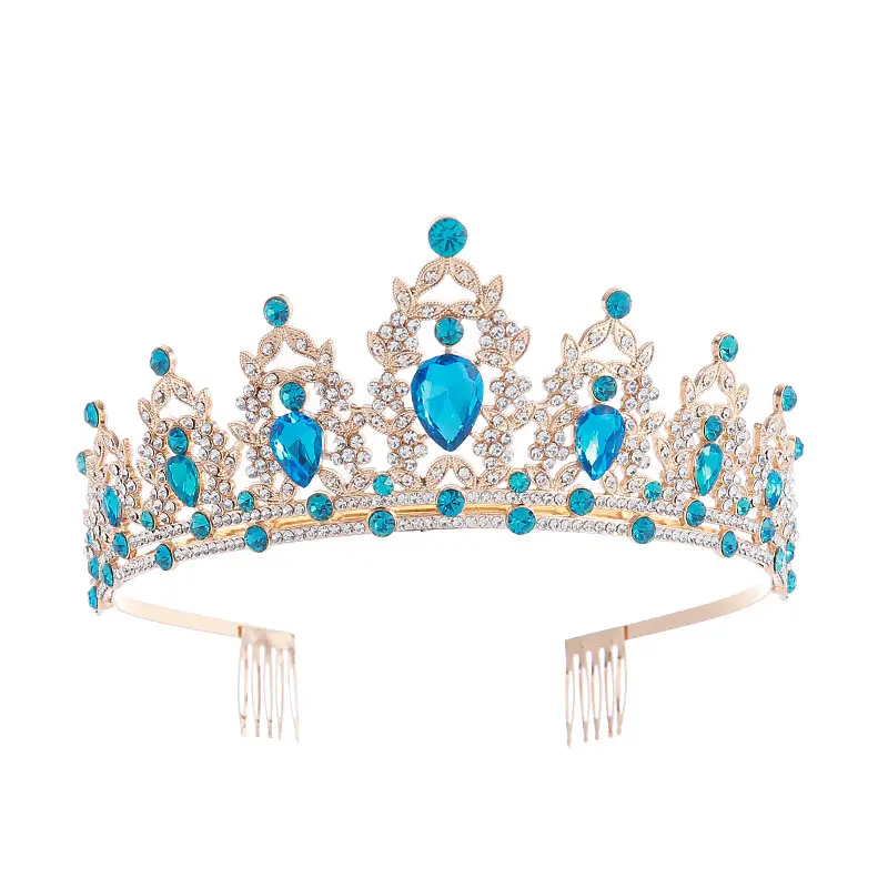 Cross Border Bride Crown with Green Emeralds & Hair Comb - Image 11
