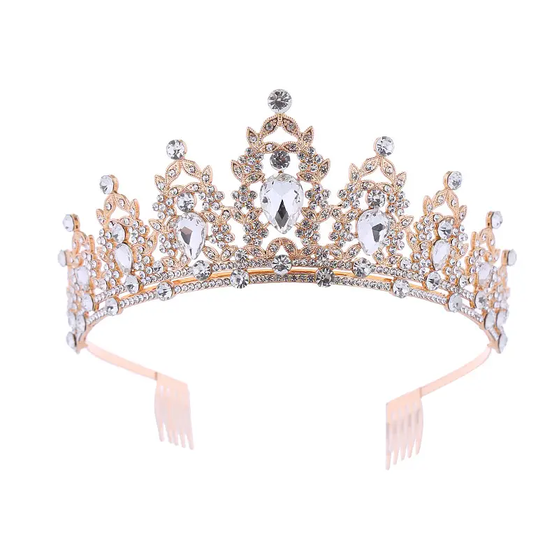 Cross Border Bride Crown with Green Emeralds & Hair Comb - Image 7