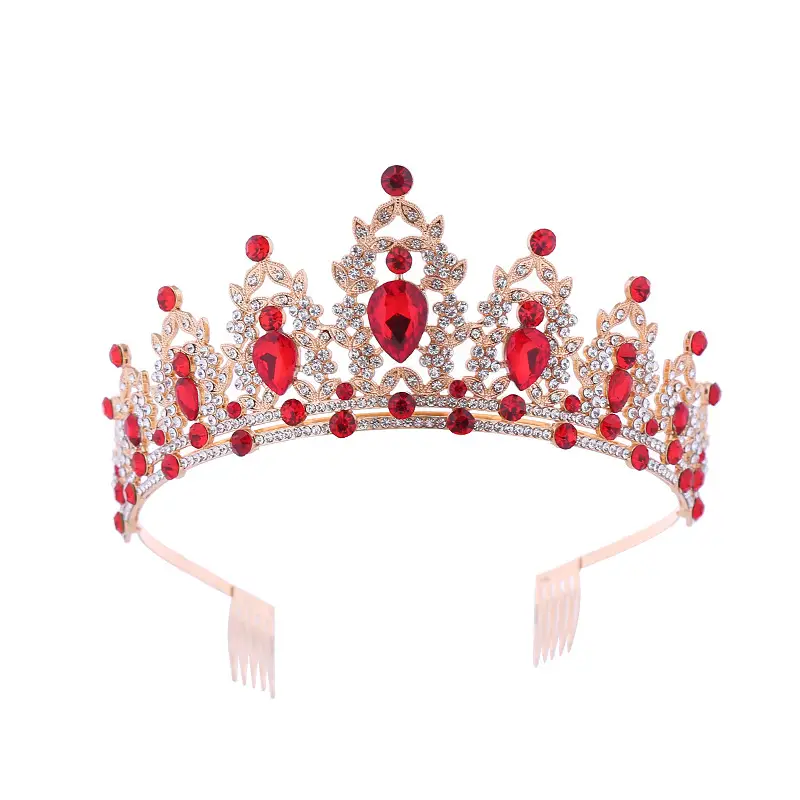Cross Border Bride Crown with Green Emeralds & Hair Comb - Image 8