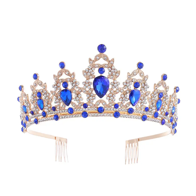 Cross Border Bride Crown with Green Emeralds & Hair Comb - Image 9