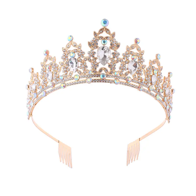 Cross Border Bride Crown with Green Emeralds & Hair Comb - Image 4