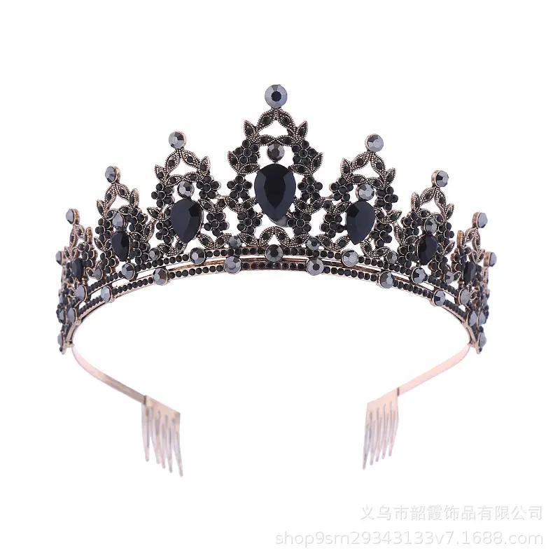 Cross Border Bride Crown with Green Emeralds & Hair Comb - Image 5