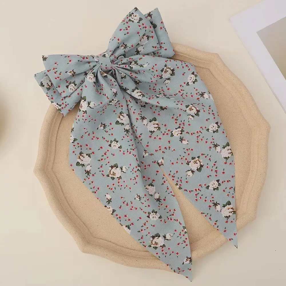 Black Floral Hairpin with Long Ribbon for Secure Hair Styling - Image 12