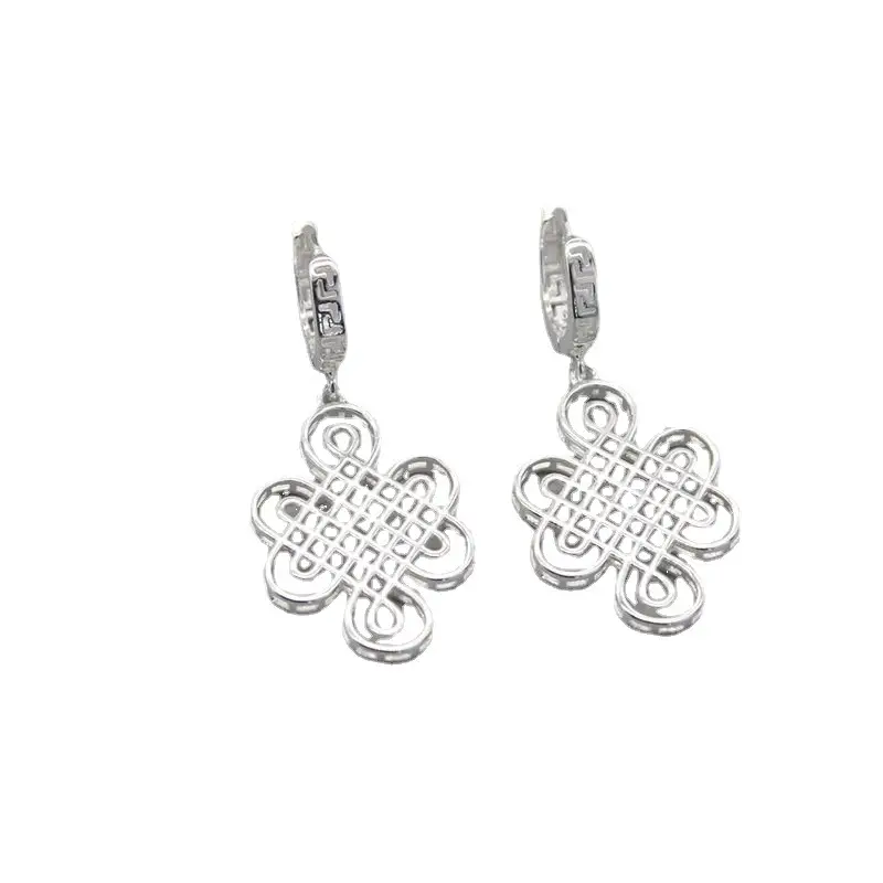 Auspicious Festival Earrings Vintage Mongolian Xizang Style Sterling Silver - Image 5