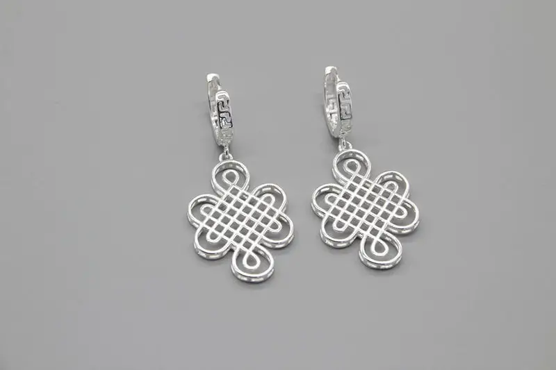 Auspicious Festival Earrings Vintage Mongolian Xizang Style Sterling Silver — feature 1