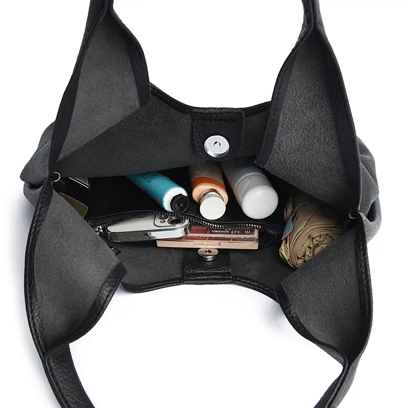 Black PU Leather Crossbody Bag for Women Large Capacity