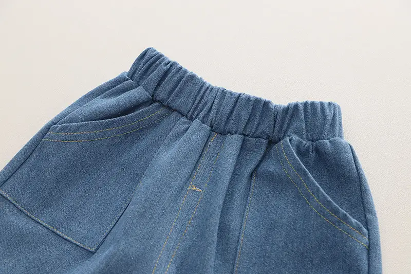Boys Striped Cotton Shorts Set Blue Denim — feature 10