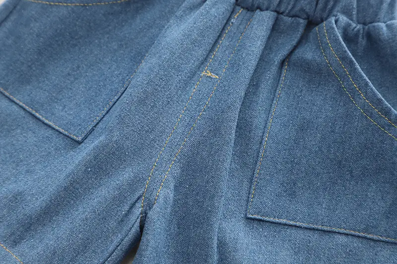 Boys Striped Cotton Shorts Set Blue Denim — feature 11