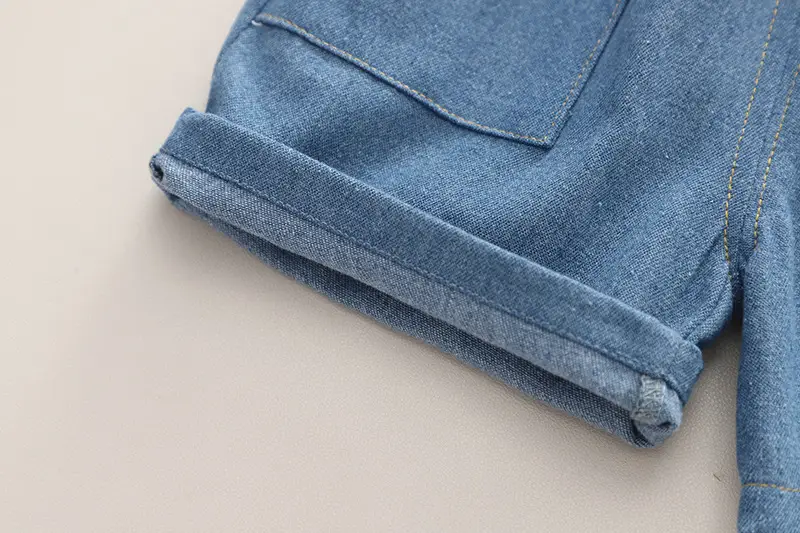 Boys Striped Cotton Shorts Set Blue Denim — feature 13
