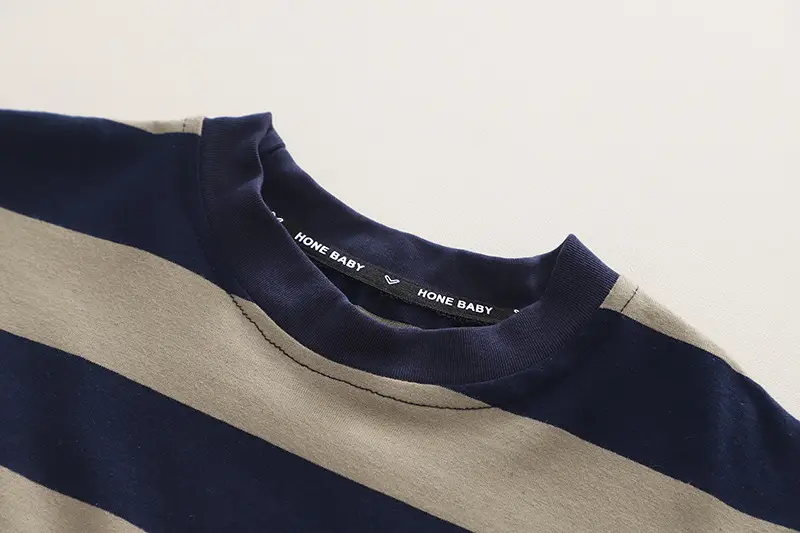 Boys Striped Cotton Shorts Set Blue Denim — feature 5