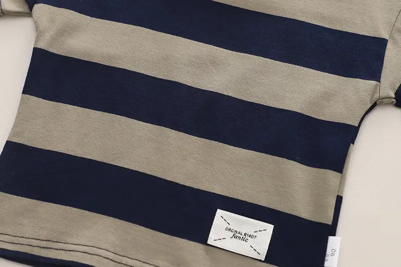 Boys Striped Cotton Shorts Set Blue Denim — feature 7