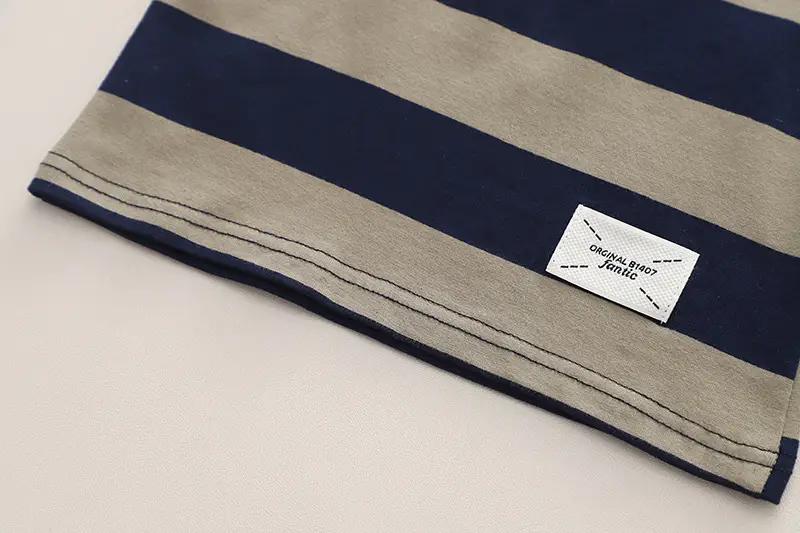 Boys Striped Cotton Shorts Set Blue Denim — feature 8