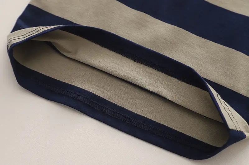 Boys Striped Cotton Shorts Set Blue Denim — feature 9