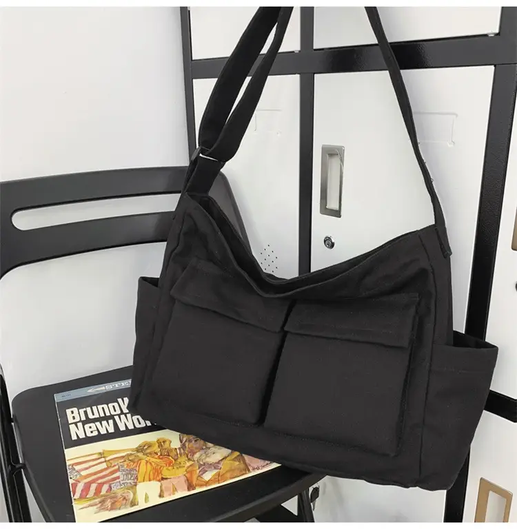 New Japanese Style Large Capacity Black Shoulder Bag — feature 57