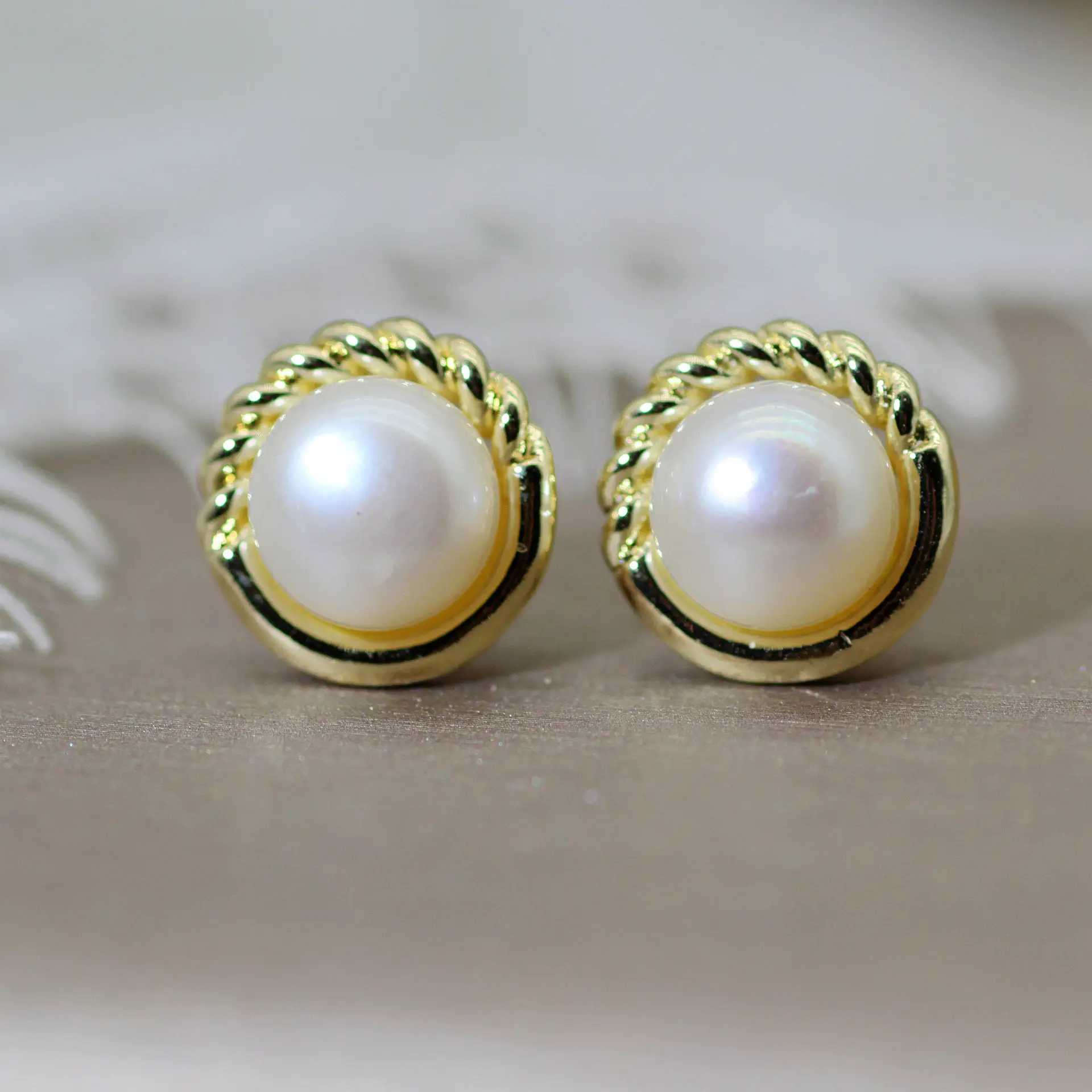 Zhuji Heart Pearl Earrings S925 Gold