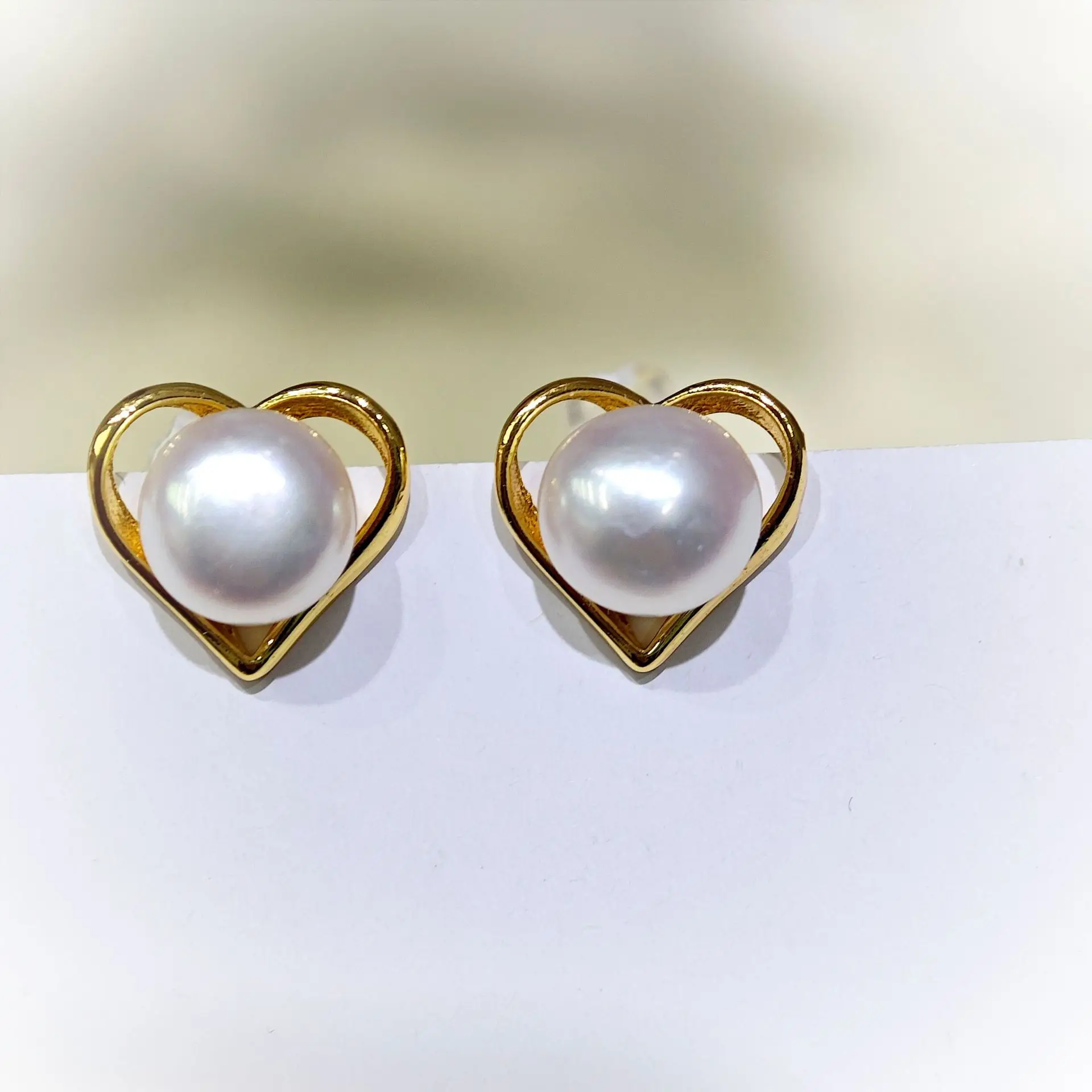 Zhuji Heart Pearl Earrings S925 Gold