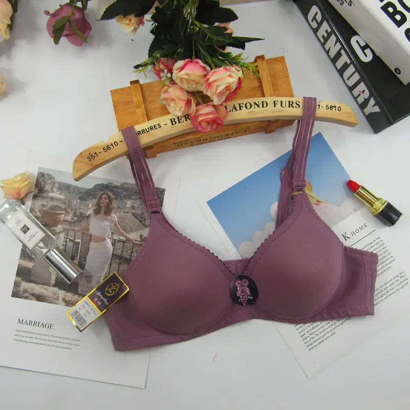Explosive Yingchang 222 Middle-aged and Elderly Underwear Without Steel Rings Double Row Thin Solid Color B Cup Mesh Comfortable Breathable Bra
