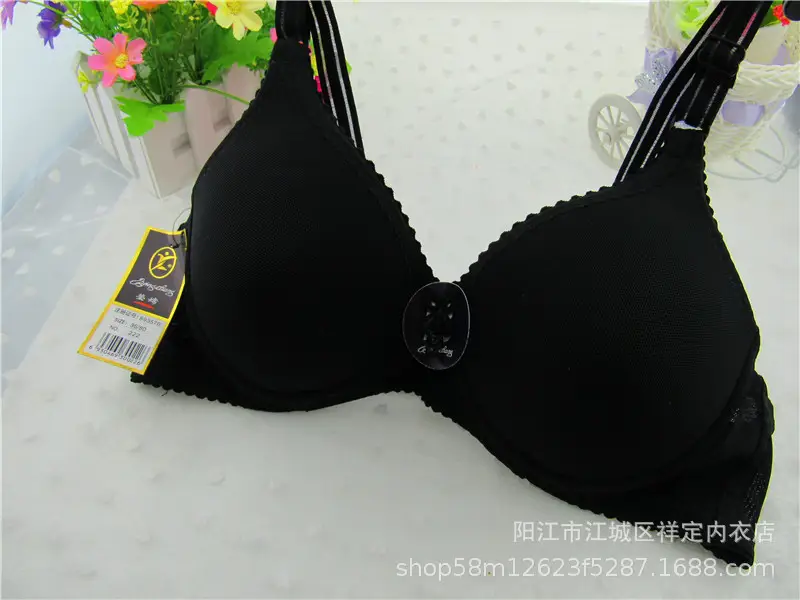 Explosive Yingchang 222 Middle-aged and Elderly Underwear Without Steel Rings Double Row Thin Solid Color B Cup Mesh Comfortable Breathable Bra