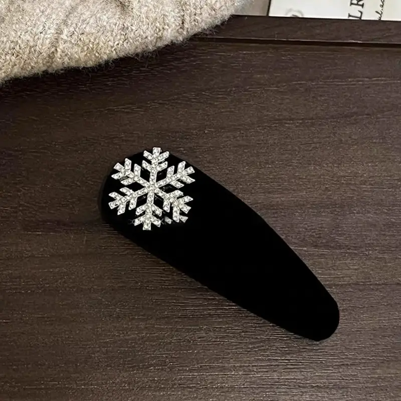 Black Velvet Snowflake Hairpin for Women — feature 4